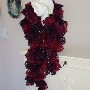 Crochet scarf burgundy red